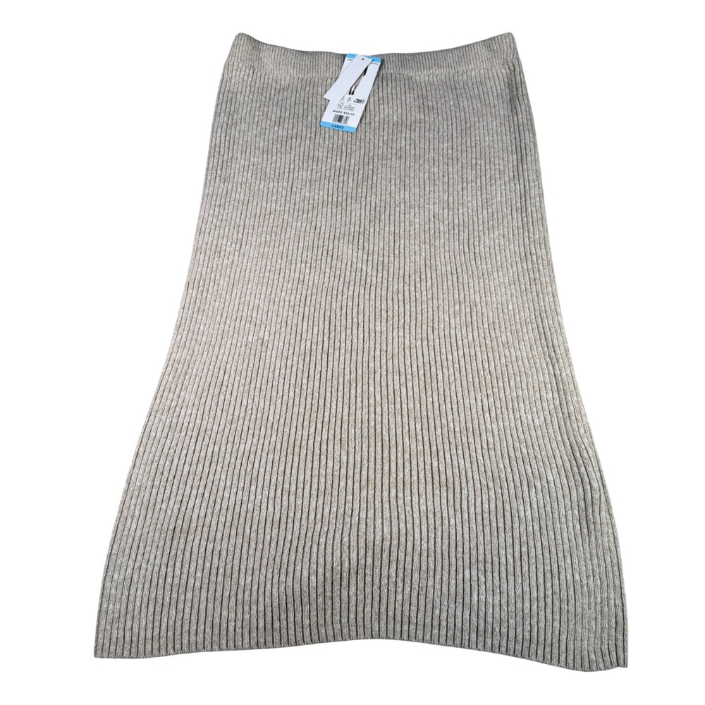 Edited by Remi Bader Rib Sweater Skirt Women Large Oatmeal 7ER8003 Midi NEW